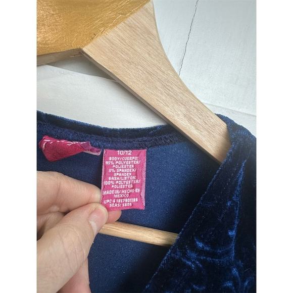 Thalia Sodi Girls Blue Velvet Party Dress Size 10-12 with Satin Bow Good Condit - Picture 4 of 5